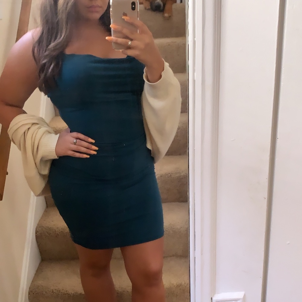 Forever21 swoop neck blue dress